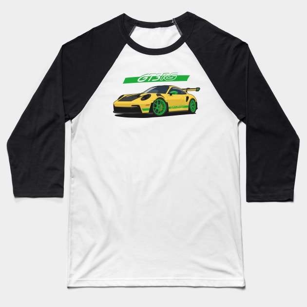 Car 911 gt3 rs yellow green Baseball T-Shirt by creative.z